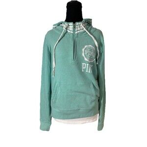 Victoria's Secret PINK Mint Green Half Zip Hoodie Coquette Sporty Women Sz M